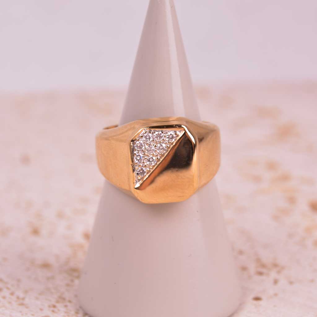 Klackring 18k guld 0,18ct ca, Vintage - 3