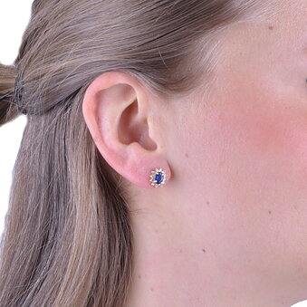 Guld øreringe Safirer med diamanter 0,40 ct