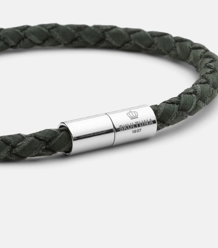 Leather bracelet Suede Green 5mm steel free engraving - 3