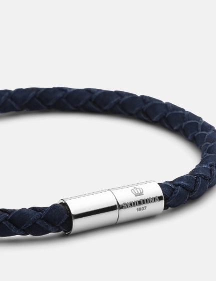 Nahkaranneke Suede Blue 5mm teräs ilmainen kaiverrus - 2