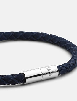 Nahkaranneke Suede Blue 5mm teräs ilmainen kaiverrus