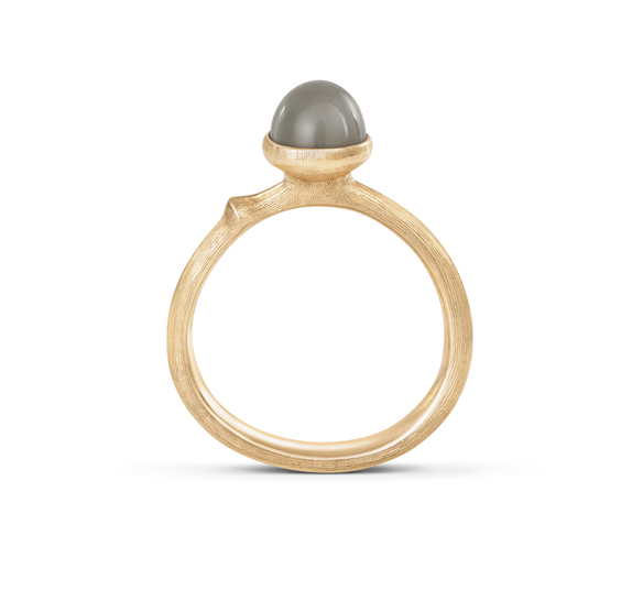 OLE LYNGGAARD Lotus Tiny Ring Grå Månsten