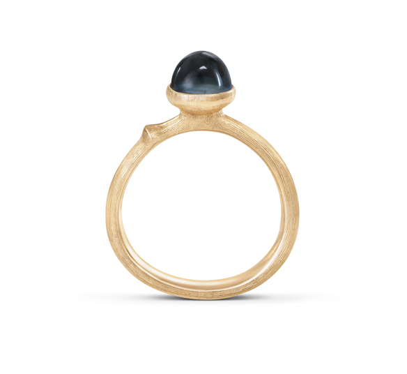 OLE LYNGGAARD Lotus Tiny Ring Blå Topas