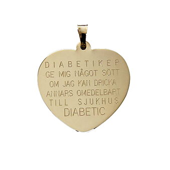 Diabetes hjerte 18k guld lille 19x16x0,3