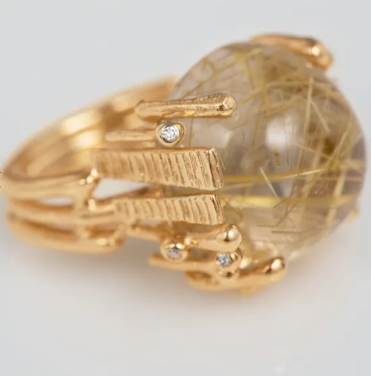 BoHo Ring 18k med Rutilkvarts Stor - 4