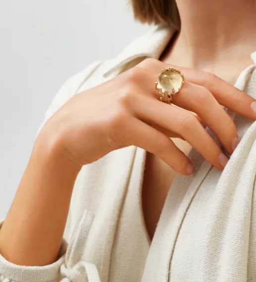 BoHo Ring 18k med Rutilkvarts Stor - 2