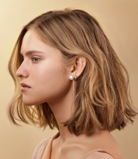 BoHo Earring 18k with Rutile Quartz and Pearl - 3