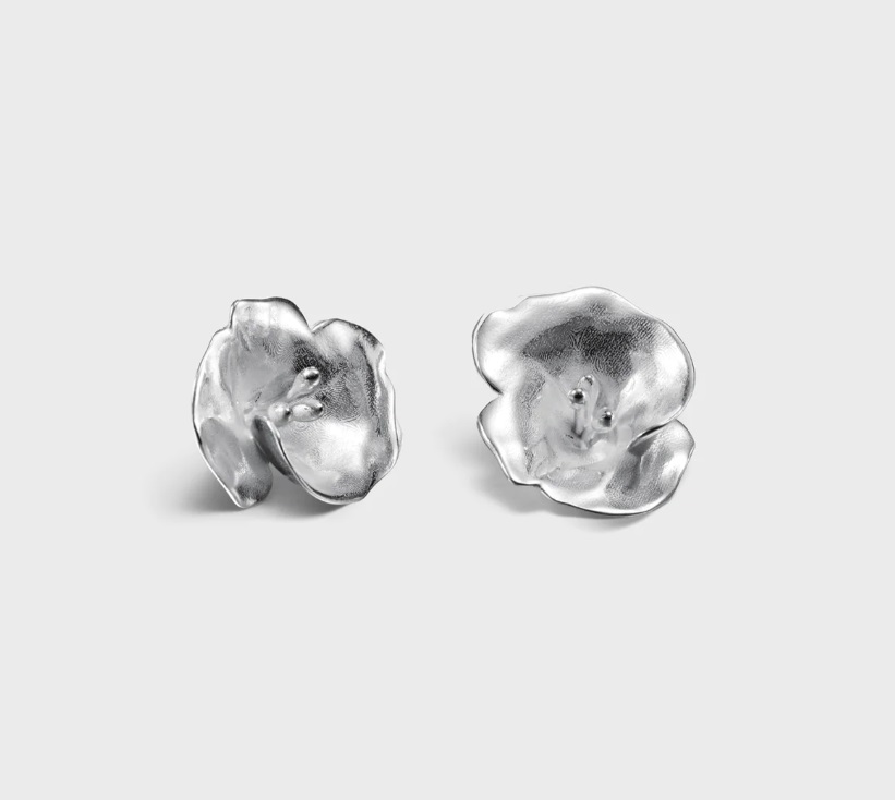 Summer Night Rose Earrings Silver