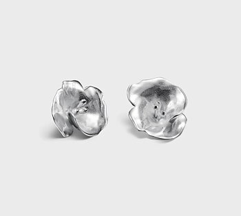 Summer Night Rose Earrings Silver