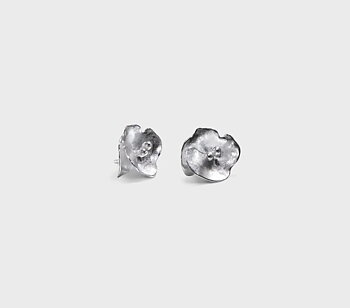 Summer Night Rose Earrings Small Silver