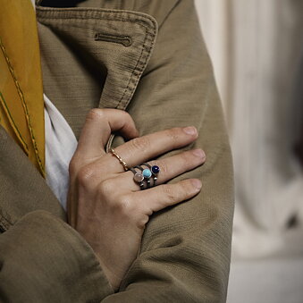 Lotus Tiny Silver Ring Lapis