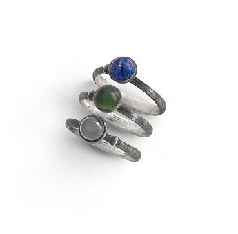 Lotus Tiny Silver Ring Lapis