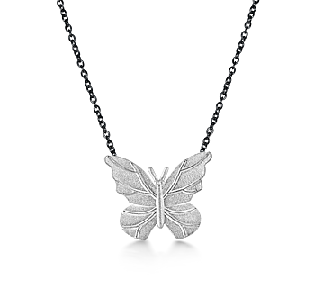 Bohlins Egentillverkning Wämö Fjärils Halsband Stor Silver/Oxiderad