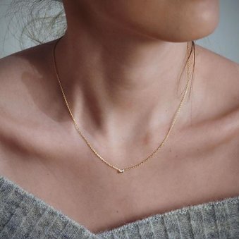 Kærligt hjerte Medium enkelt halskæde guld
