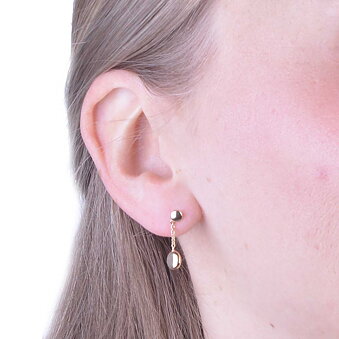 Gold earring Hanging Dots 18 mm