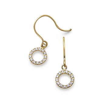 Gold earrings pendant with circle cz
