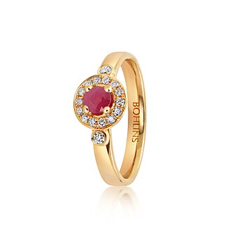 Gold Ring with Ruby and Carmelo Setting