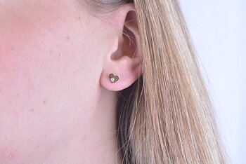 Heart with CZ gold earrings