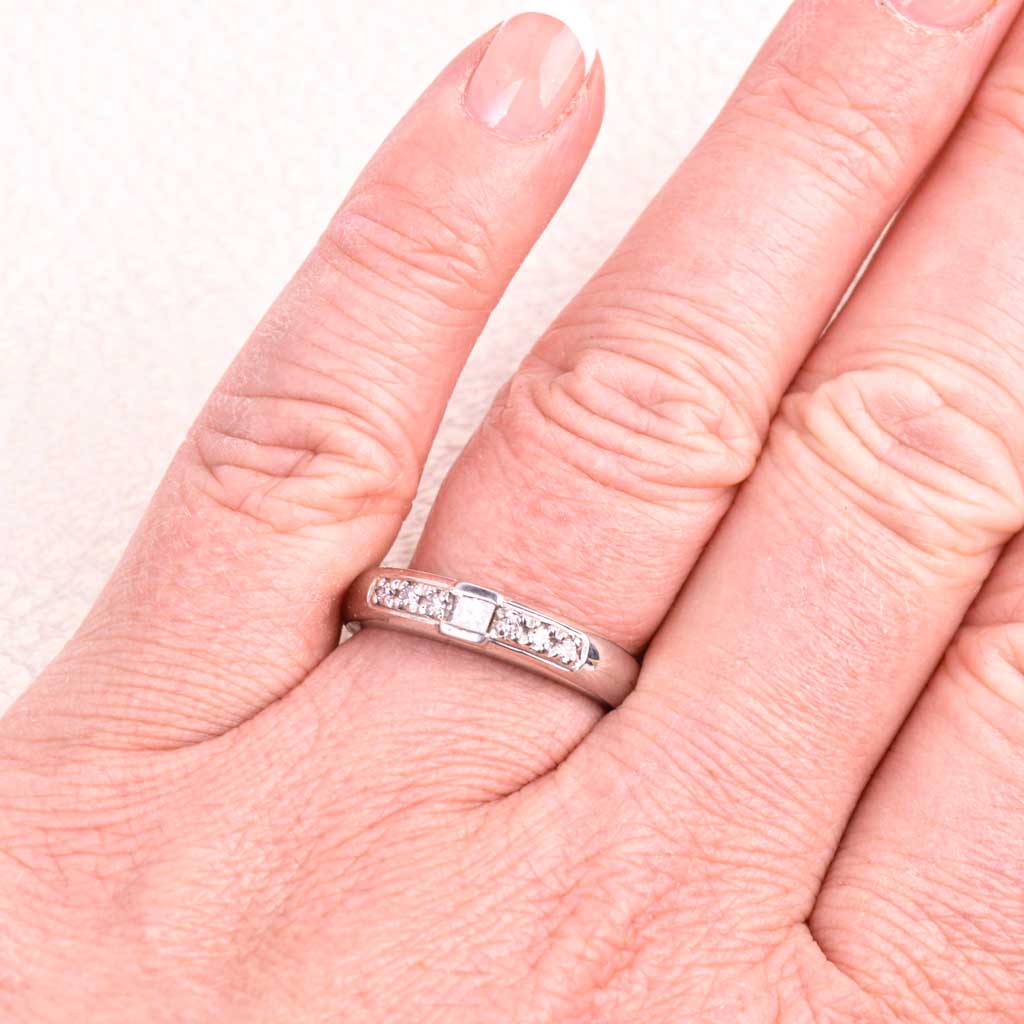 18k White Gold Ring with Diamonds, Vintage - 2