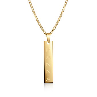 Navnesmykker Stang 0,5mm tynd 30x7mm 18k guld