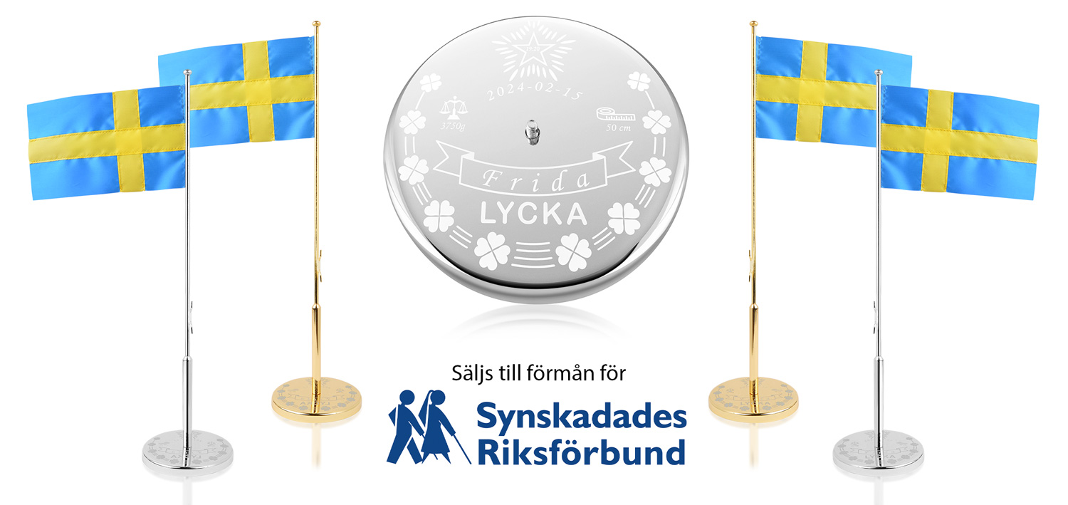 Bordsflagga med gravyr