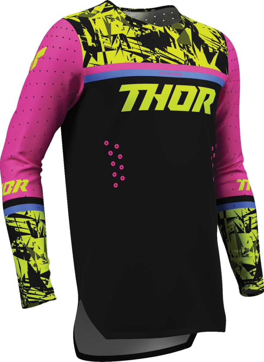 THOR Youth Sportmode Punk'd Crosstrøje Sort/ Fuchsia/ Gul