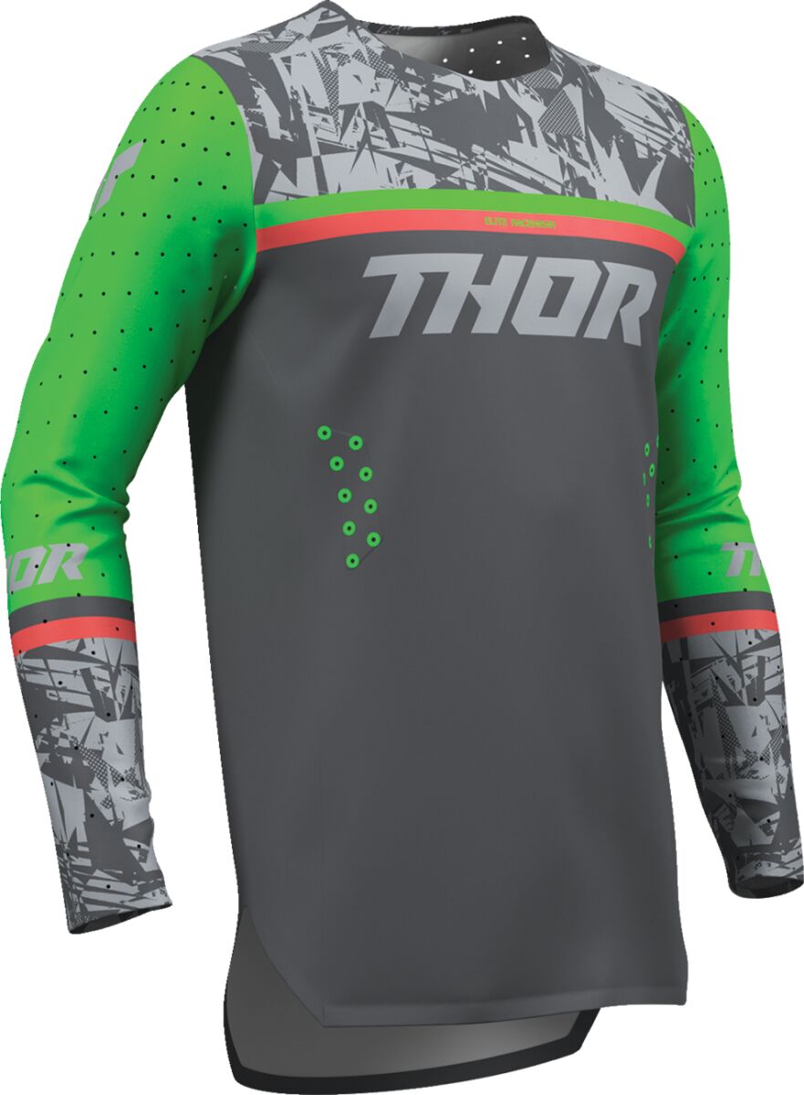 THOR Youth Sportmode Punk'd Crosströja Charcoal/ Grön/ Orange
