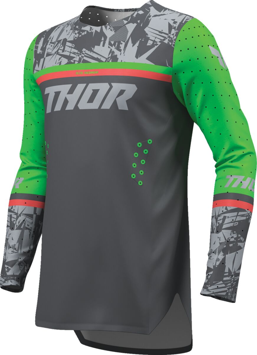 THOR Youth Sportmode Punk'd Crosströja Charcoal/ Grön/ Orange - 3