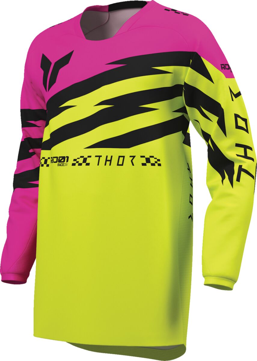 THOR Youth Launchmode Shockie Crosstrøje Acid/ Sort/ Fuchsia - 3