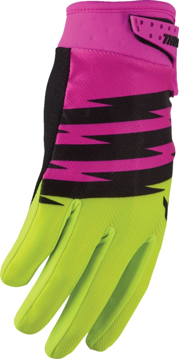 THOR Launchmode Jugendhandschuhe Acid/ Schwarz/ Hi-Vis Gelb/ Fuchsia - 3