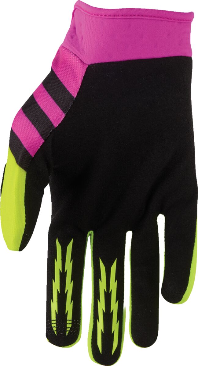 THOR Launchmode Jugendhandschuhe Acid/ Schwarz/ Hi-Vis Gelb/ Fuchsia - 2