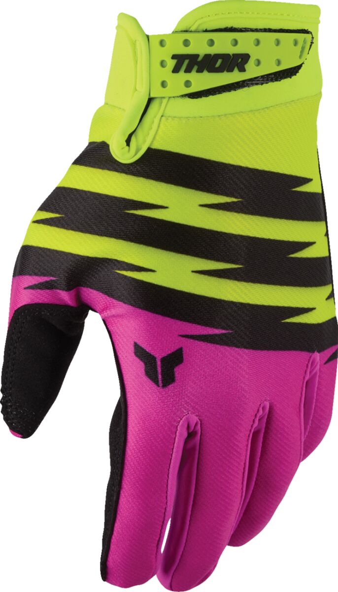 THOR Launchmode Jugendhandschuhe Acid/ Schwarz/ Hi-Vis Gelb/ Fuchsia - 4