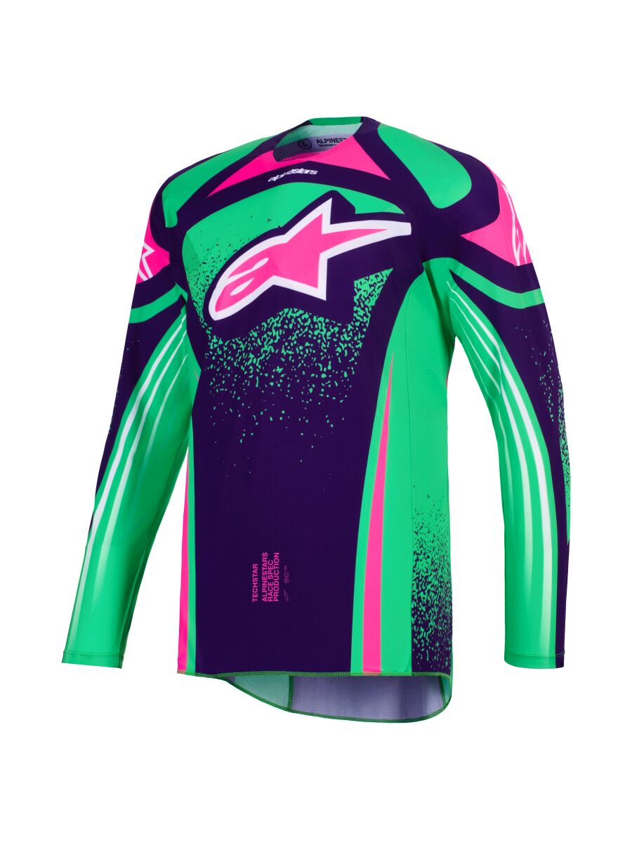 Alpinestars Techstar Nomur Crosstrøje Grøn/ Pink/ Lilla