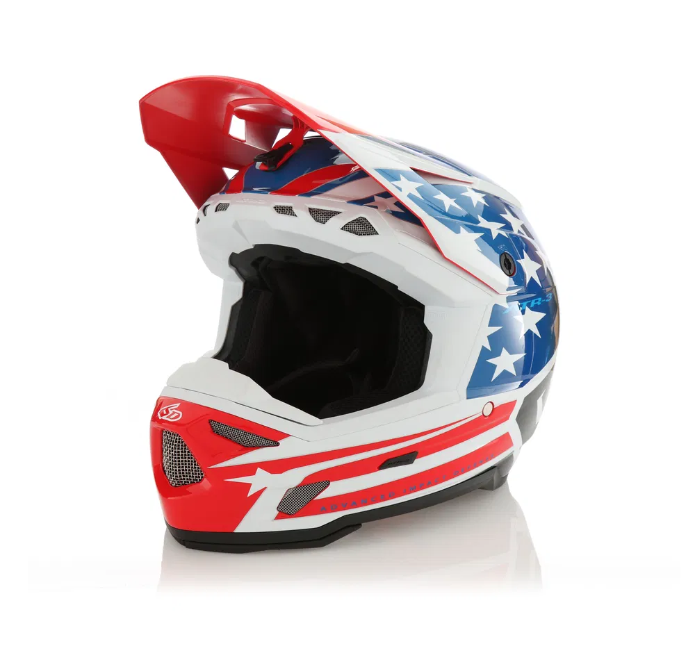 6D ATR-3 Patriot Gloss Rød/Hvit/Blå Crosshjelm - 2