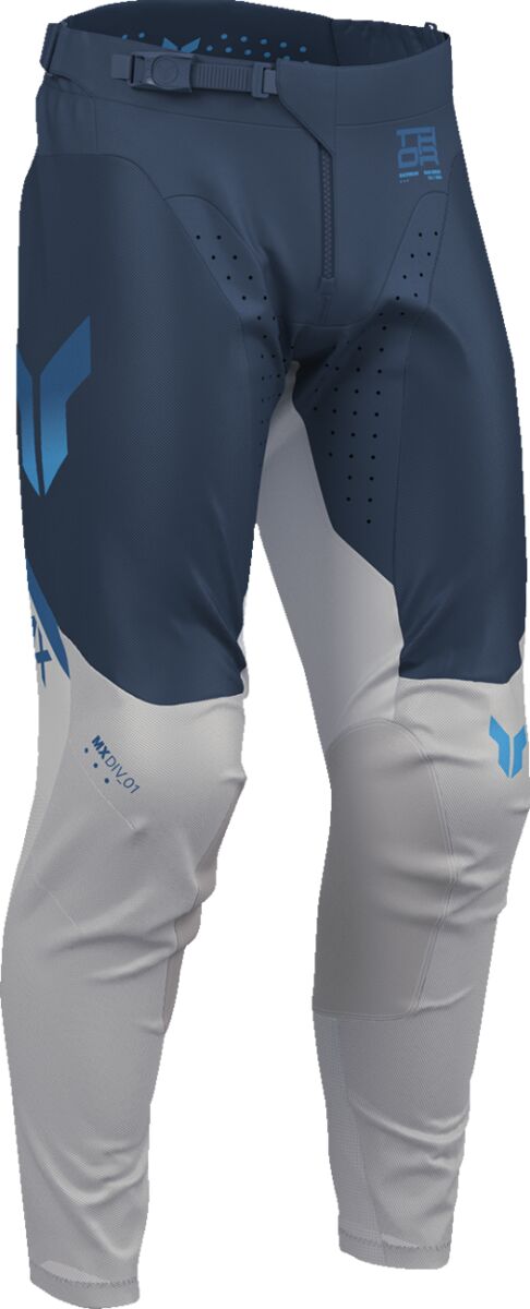 THOR LAUNCHMODE VENTED Raptor MX Pants Grey/ Light Blue/ Midnight Blue  Vented