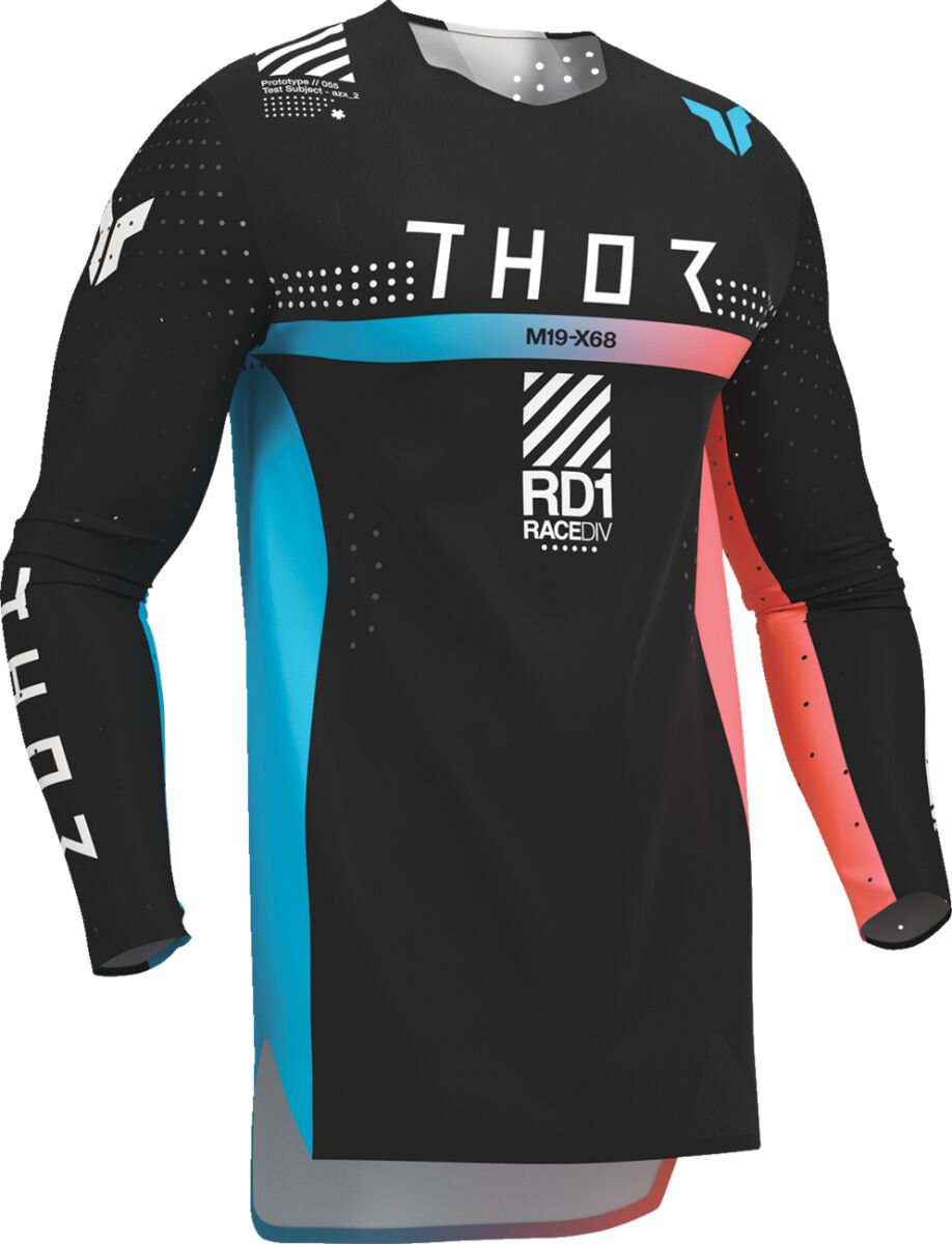 THOR SPORTMODE Synth Cross Trui Zwart/ Coral/ Turquoise/ Wit