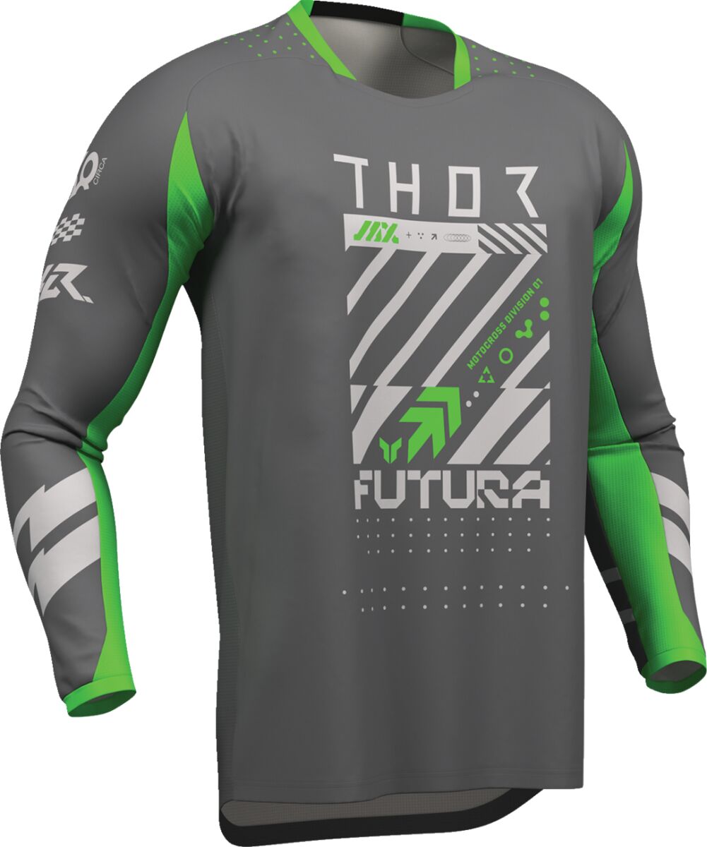THOR LAUNCHMODE Futura Crosströja Charcoal Gray/ Hi-Vis Grön/ Grå