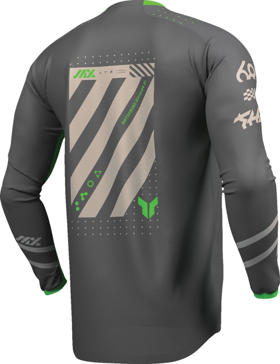 THOR LAUNCHMODE Futura Crosströja Charcoal Gray/ Hi-Vis Grön/ Grå - 4
