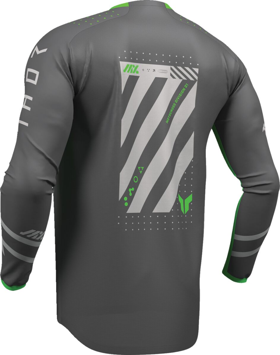 THOR LAUNCHMODE Futura Crosströja Charcoal Gray/ Hi-Vis Grön/ Grå - 2