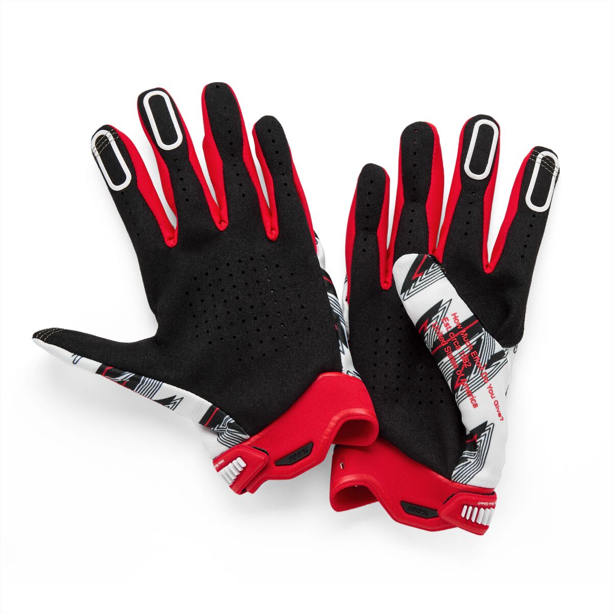 100% Ridefit Glove Svart/ Röd/ Vit - 2