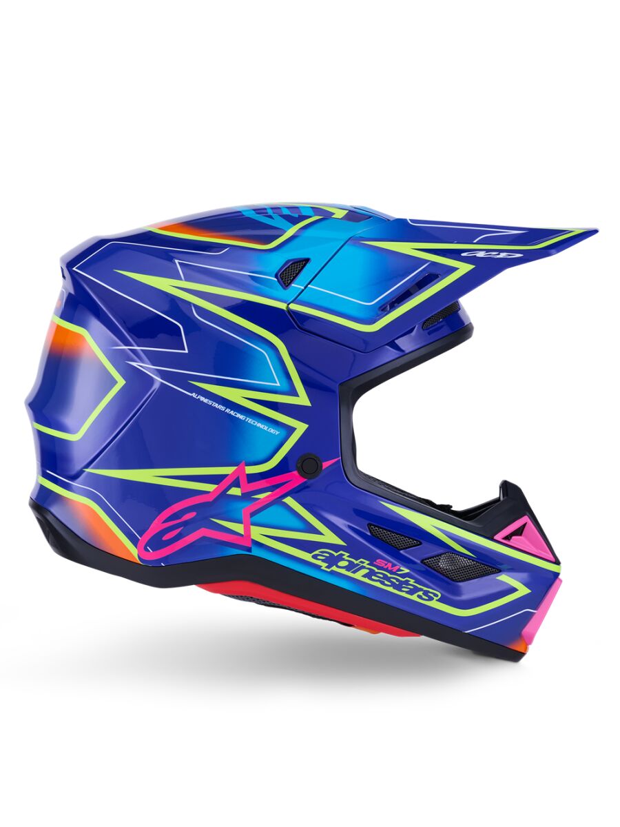 Alpinestars SM7 Cast Crosshelm Blauw/ Roze/ Geel - 6