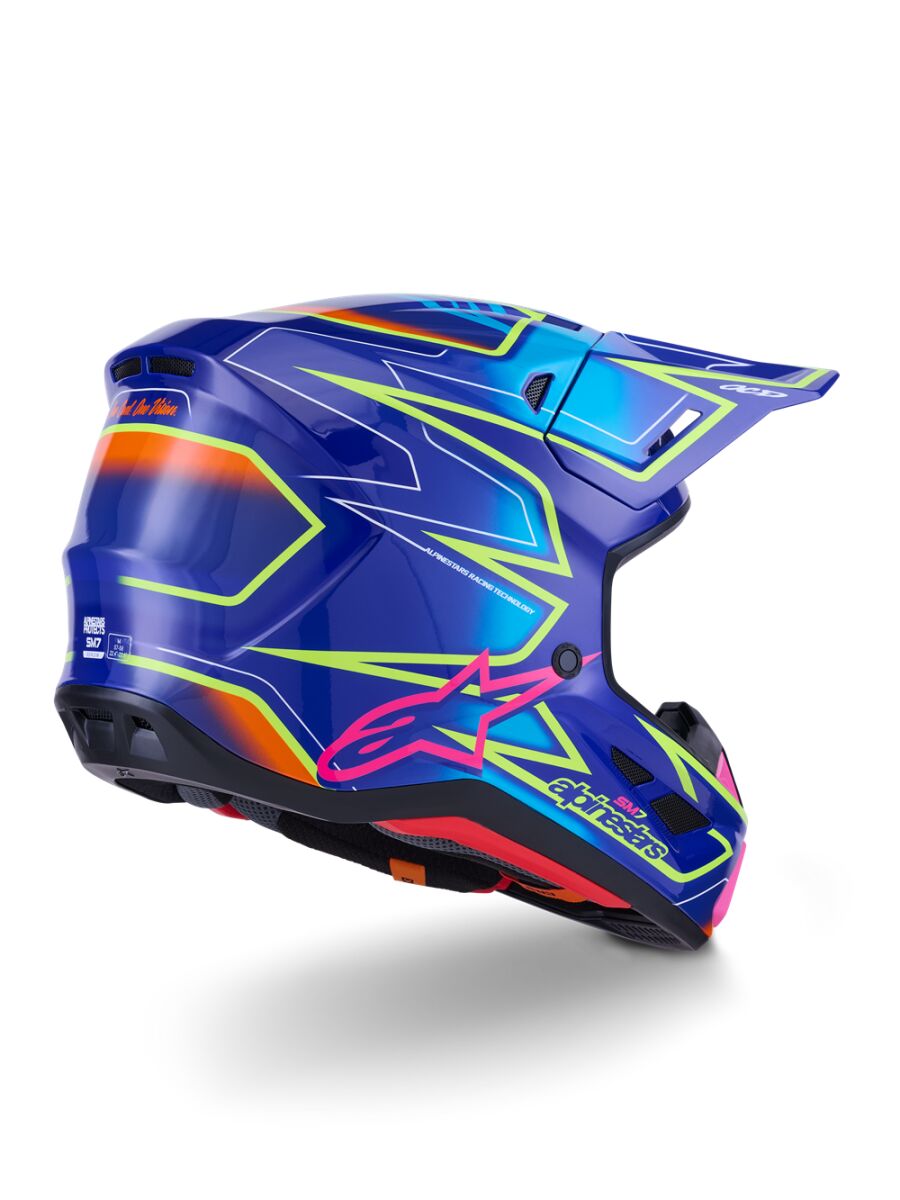 Alpinestars SM7 Cast Crosshelm Blauw/ Roze/ Geel - 5