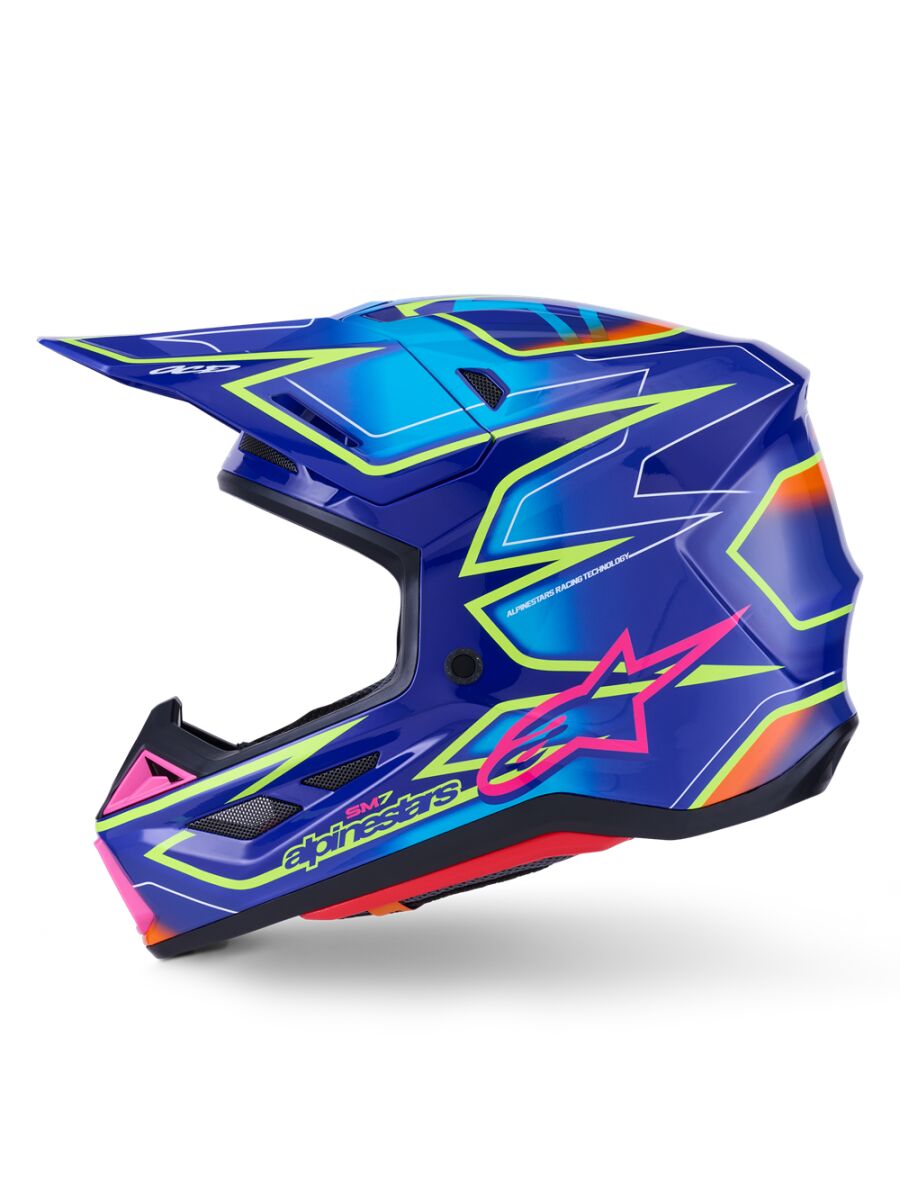 Alpinestars SM7 Cast Crosshelm Blauw/ Roze/ Geel - 3