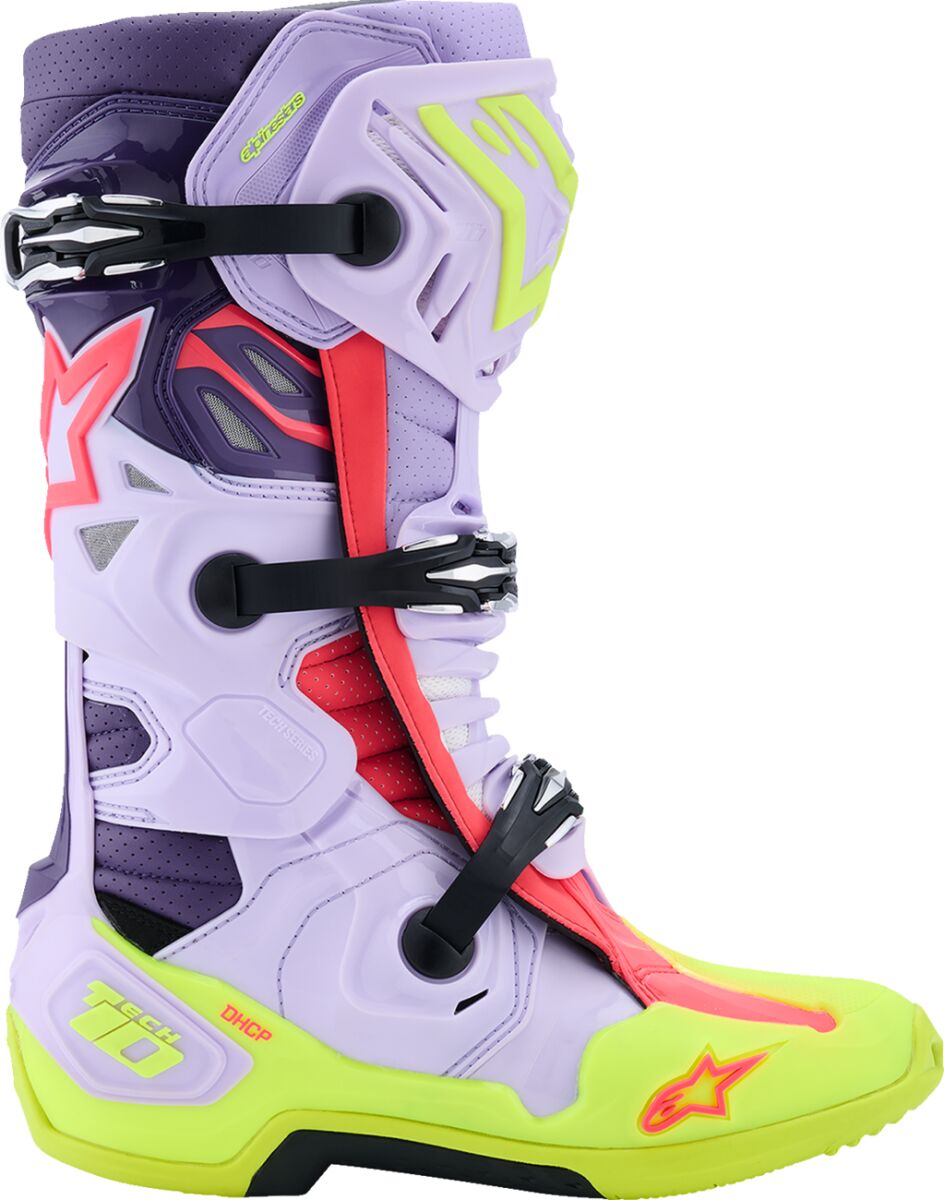 Alpinestars Tech 10 Supervented Crosstövlar Diva Pink/ Hi-Vis Gul/ Lila - 2