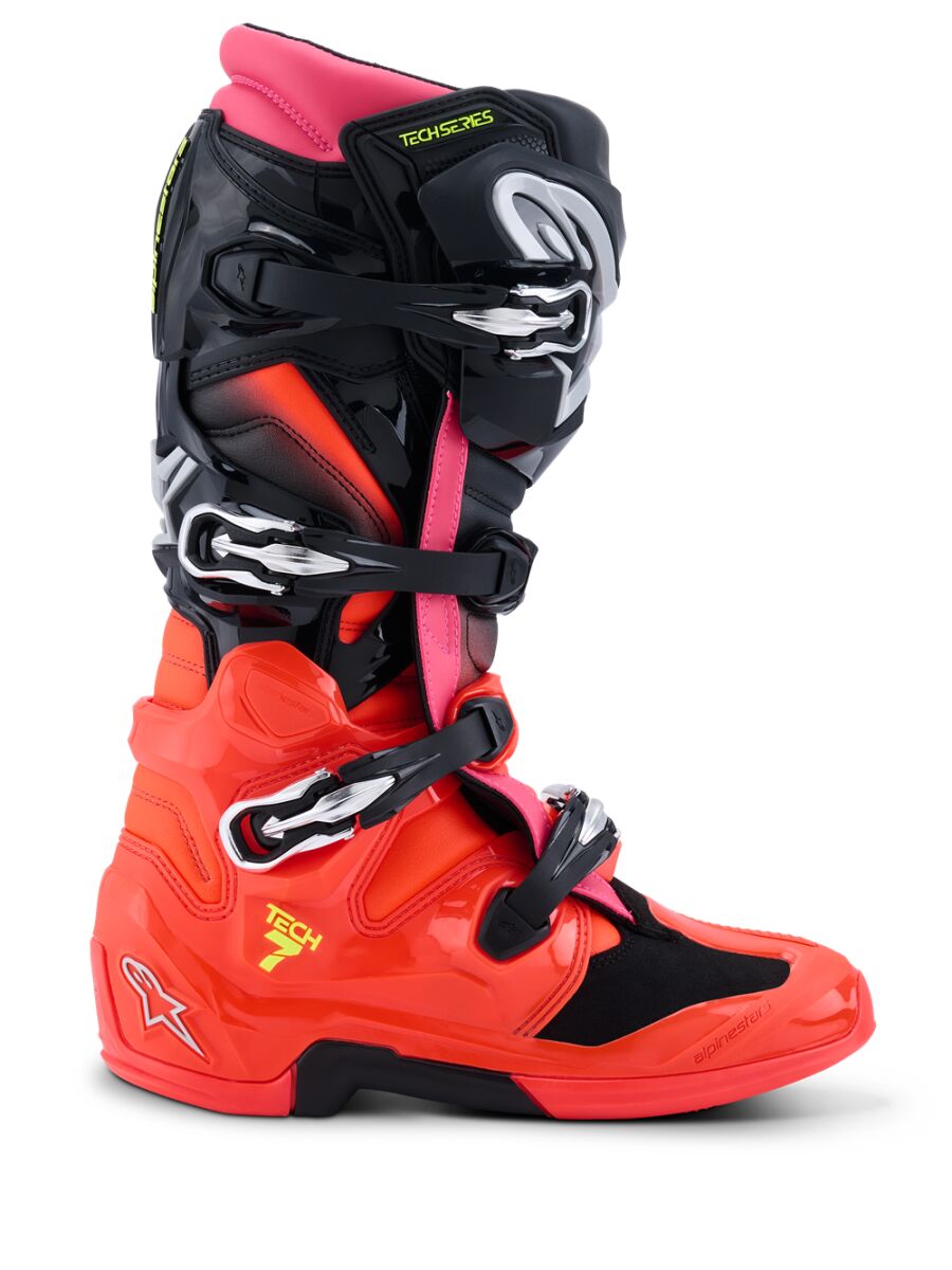 Alpinestars Tech 7 Crosstövlar Svart/ Hi-Vis Rosa/ Röd - 3