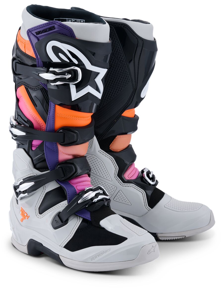Alpinestars Tech 7 Crosstövlar Svart/ Grå/ Orange/ Rosa/ Lila