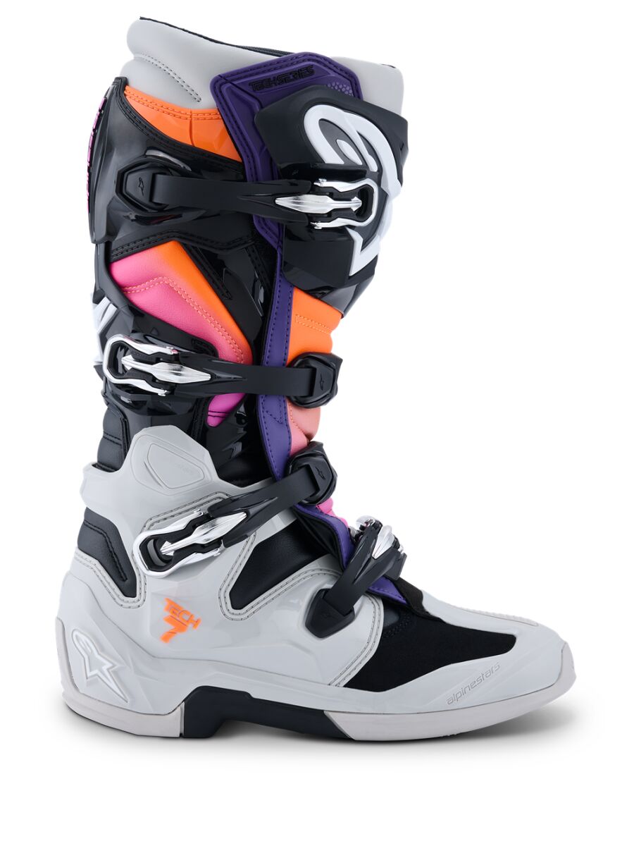 Alpinestars Tech 7 Crosstövlar Svart/ Grå/ Orange/ Rosa/ Lila - 4