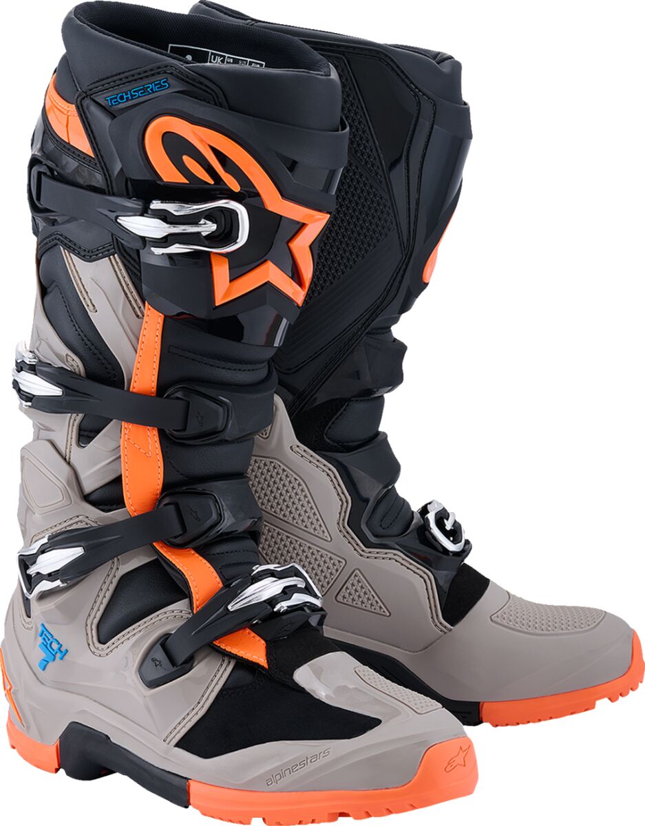 Alpinestars Tech 7 Enduro Crosslaarzen Zwart/ Hi-Vis Oranje/ Grijs