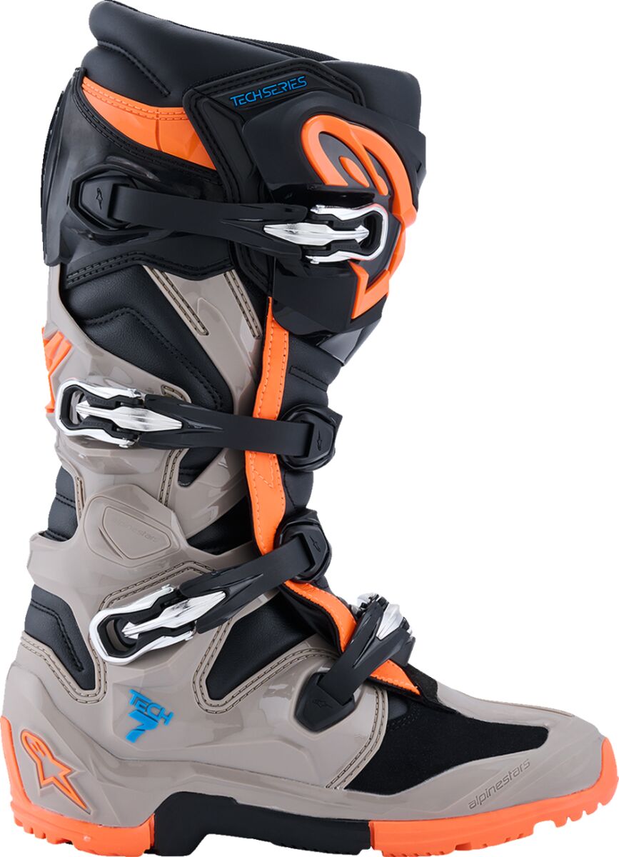 Alpinestars Tech 7 Enduro Crosslaarzen Zwart/ Hi-Vis Oranje/ Grijs - 6