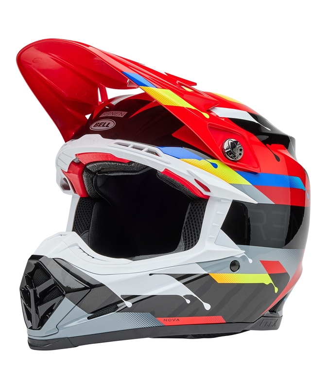 BELL Moto-9S Flex Crosshjelm Renen Nova Sort/Rød